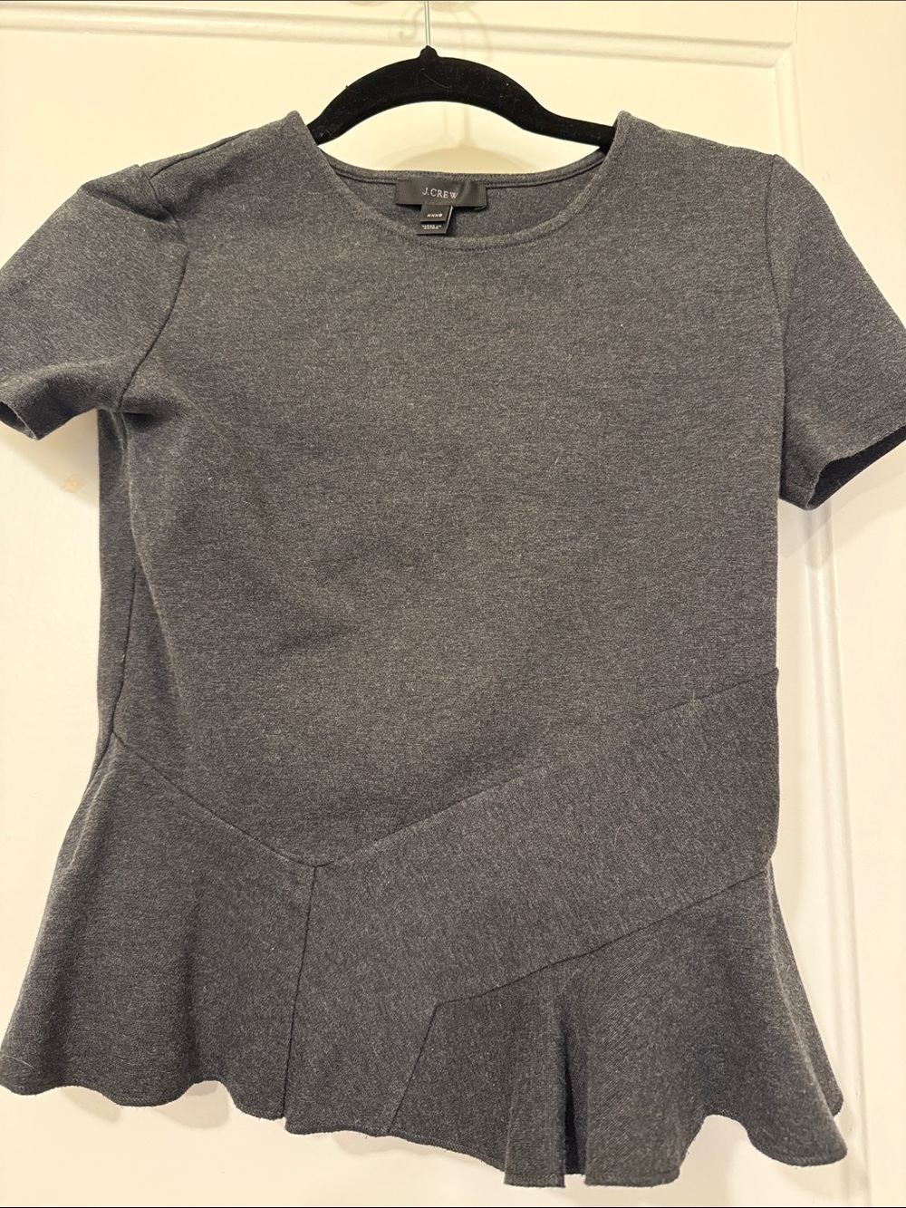 J. Crew Heather Gray Short-Sleeve Peplum Top